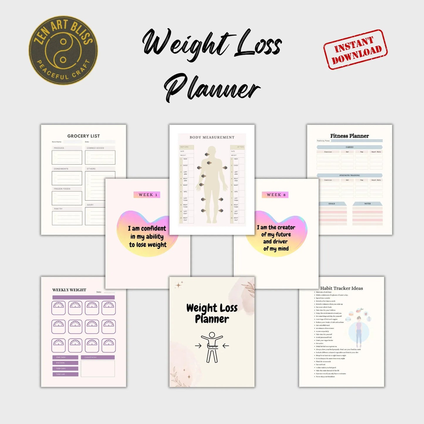 Comprehensive Weight Loss Planner - Your Ultimate Fitness Companion -ZenArtBliss