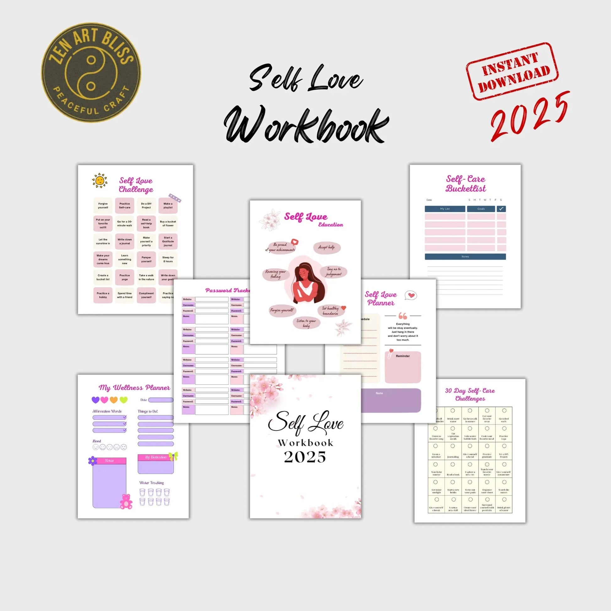 Self Love Workbook 2025 – A Comprehensive Guide to Self-Care & Personal Growth | ZenArtBliss -ZenArtBliss