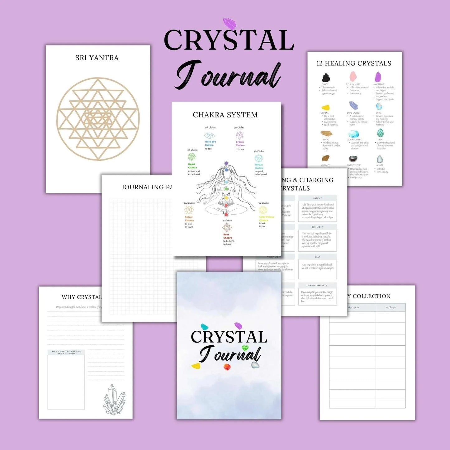 Crystal Energy Journal for Chakra Healing & Manifestation – ZenArtBliss -ZenArtBliss