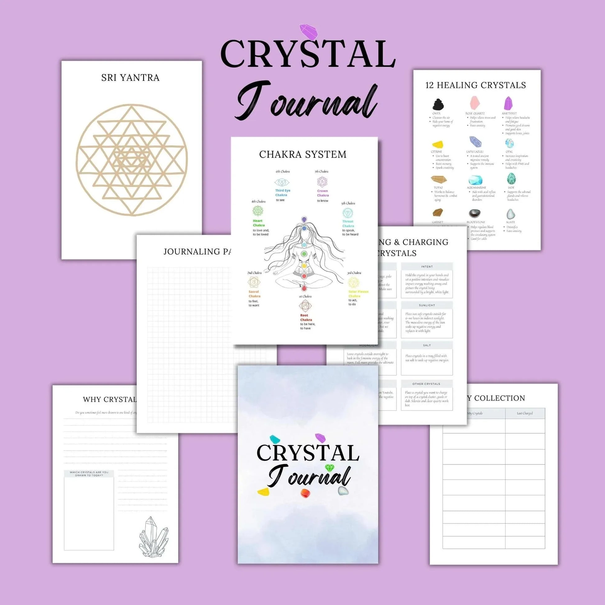 Crystal Energy Journal for Chakra Healing & Manifestation – ZenArtBliss -ZenArtBliss