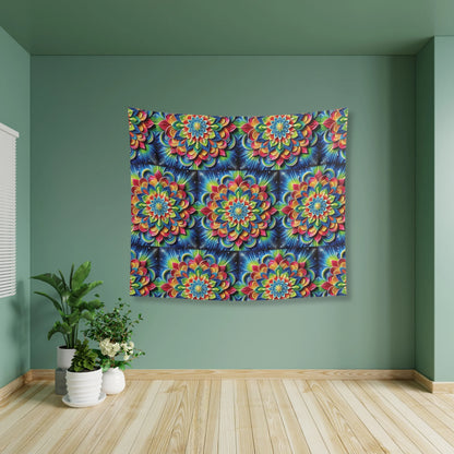 3D Colorful Mandala Tapestry | Zen Tapestry for Meditation Room