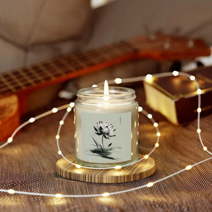 Japanese Lotus Flower Art Design Candle Gift | Elegant Zen Candle