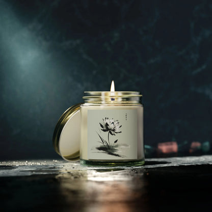 Japanese Lotus Flower Art Design Candle Gift | Elegant Zen Candle