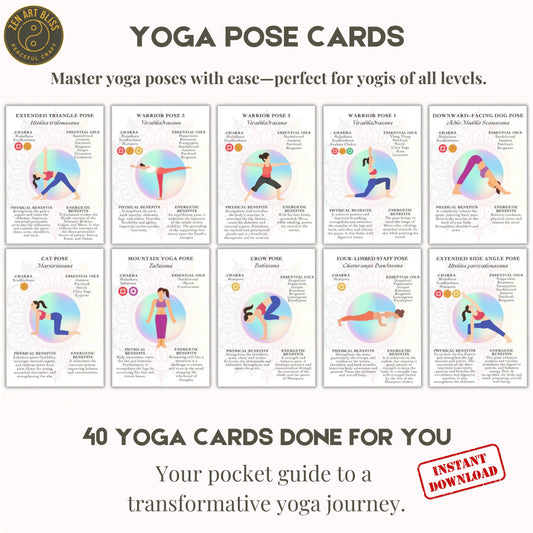 Yoga Pose Cards - Digital Download with 40 Illustrated Yoga Poses