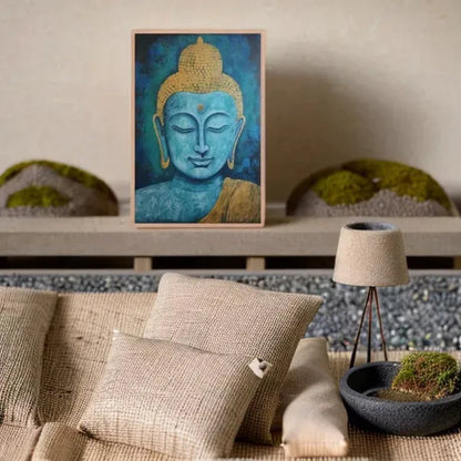 Blue & Gold Buddha Print: Elegant & Symbolic – ZenArtBliss -ZenArtBliss