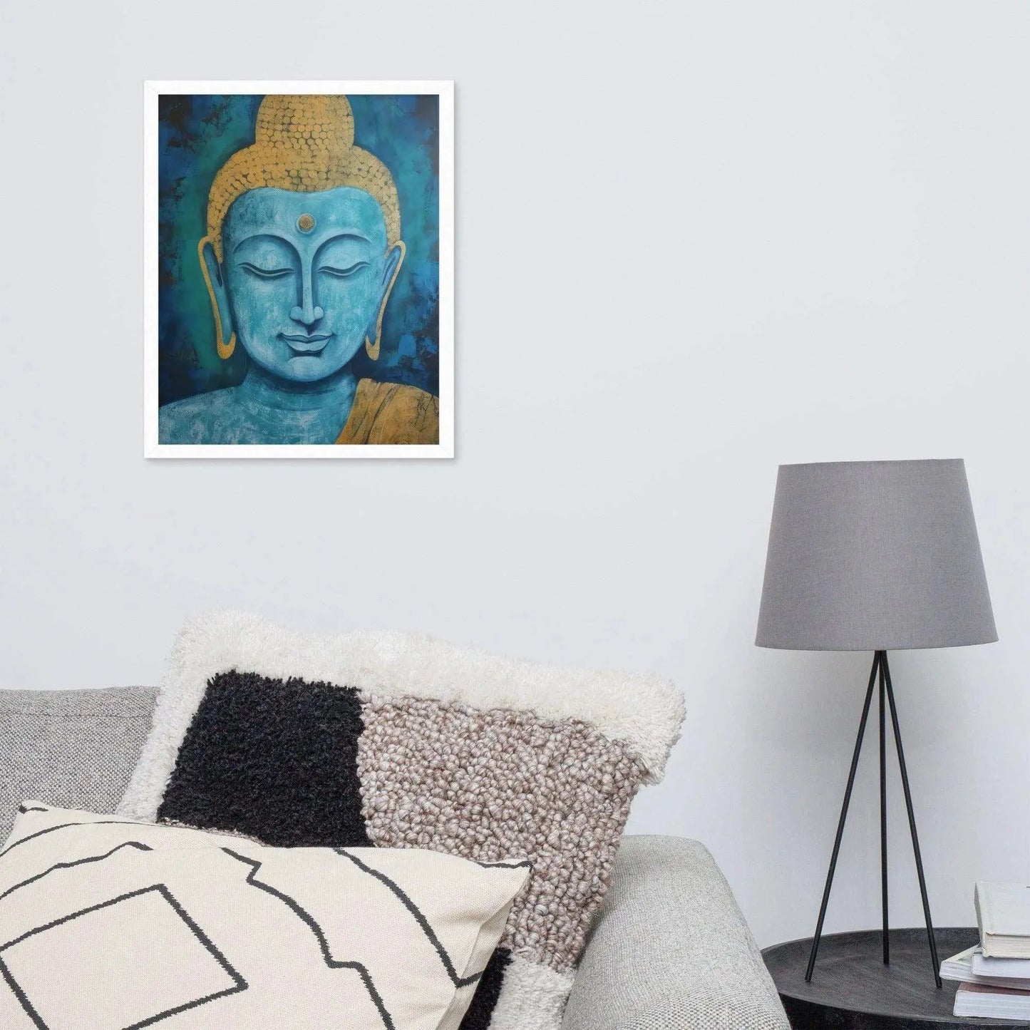 Blue & Gold Buddha Print: Elegant & Symbolic – ZenArtBliss -ZenArtBliss