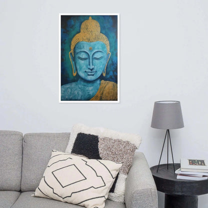 Blue & Gold Buddha Print: Elegant & Symbolic – ZenArtBliss -ZenArtBliss