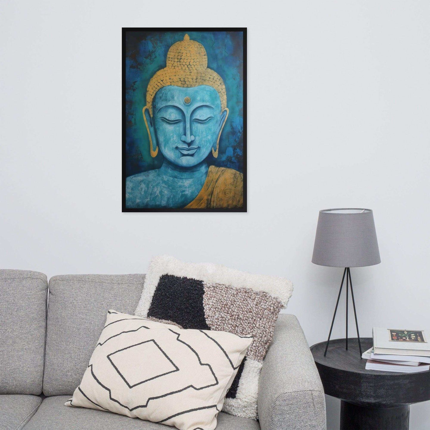 Blue & Gold Buddha Print: Elegant & Symbolic – ZenArtBliss -ZenArtBliss