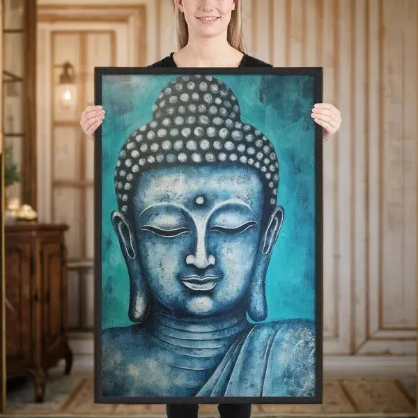 Blue Buddha Framed Print: Tranquil & Modern – ZenArtBliss -ZenArtBliss