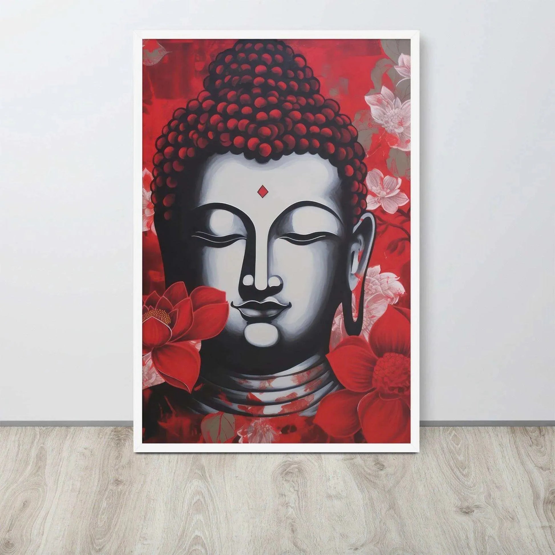 Buddha Framed Print: Bold Red, Zen Living Room – ZenArtBliss -ZenArtBliss