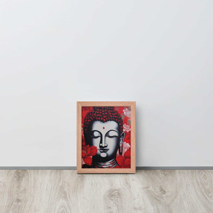Buddha Framed Print: Bold Red, Zen Living Room – ZenArtBliss -ZenArtBliss