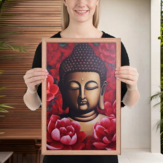 Buddha Framed Print: Red Lotus Blossoms, Inner Peace #zendecor -ZenArtBliss