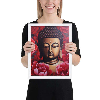 Buddha Framed Print: Red Lotus Blossoms, Inner Peace #zendecor -ZenArtBliss