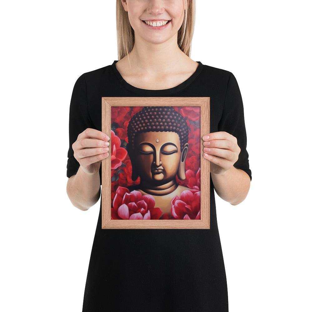 Buddha Framed Print: Red Lotus Blossoms, Inner Peace #zendecor -ZenArtBliss