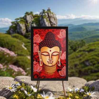 Buddha Framed Print: red Lotus Flowers, Inner Peace – ZenArtBliss -ZenArtBliss