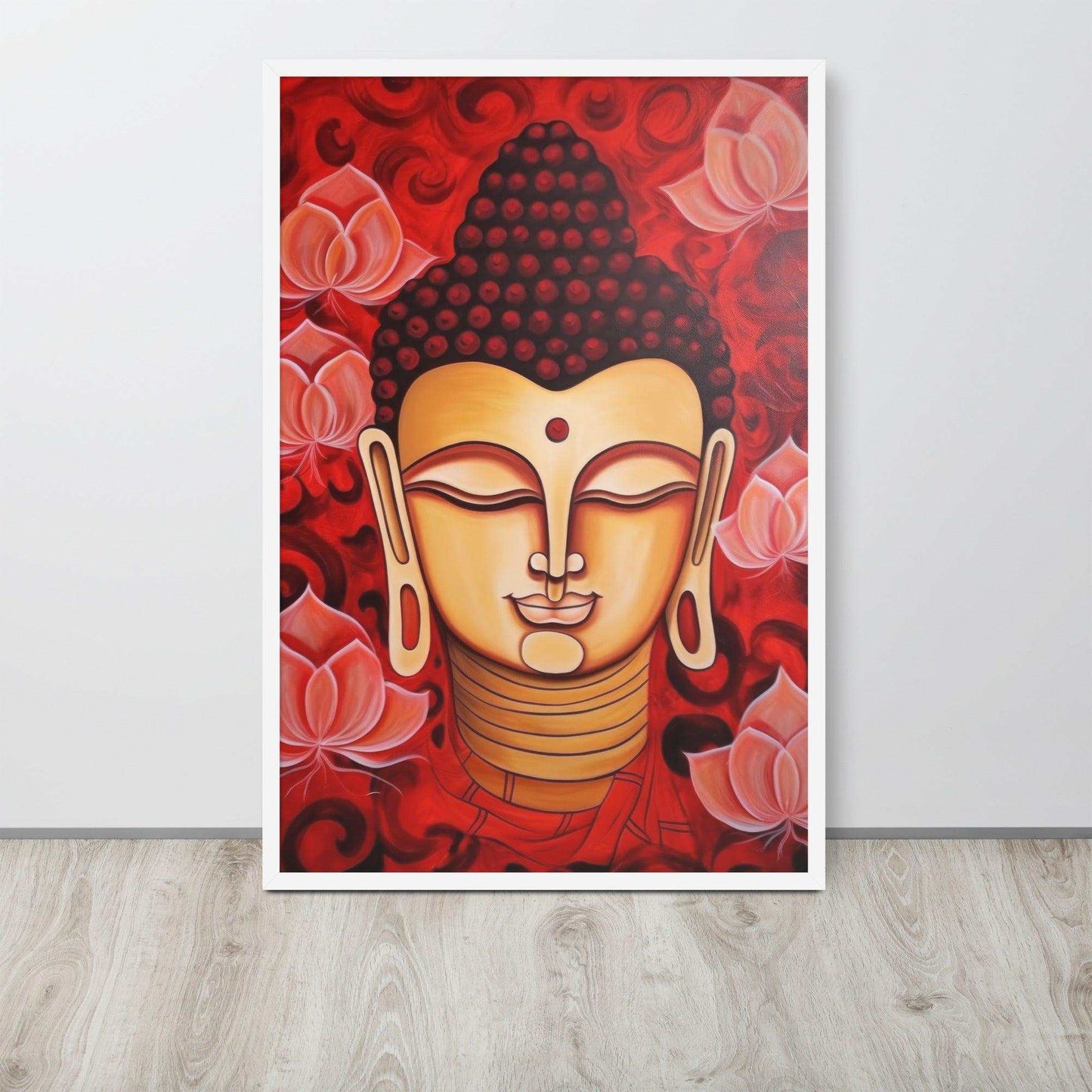Buddha Framed Print: red Lotus Flowers, Inner Peace – ZenArtBliss -ZenArtBliss