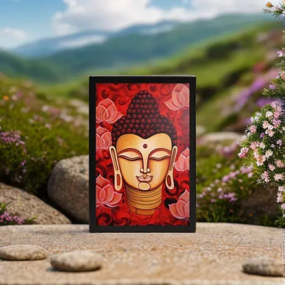 Buddha Framed Print: red Lotus Flowers, Inner Peace – ZenArtBliss -ZenArtBliss