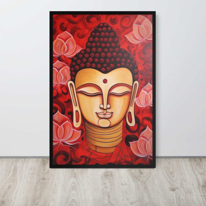 Buddha Framed Print: red Lotus Flowers, Inner Peace – ZenArtBliss -ZenArtBliss