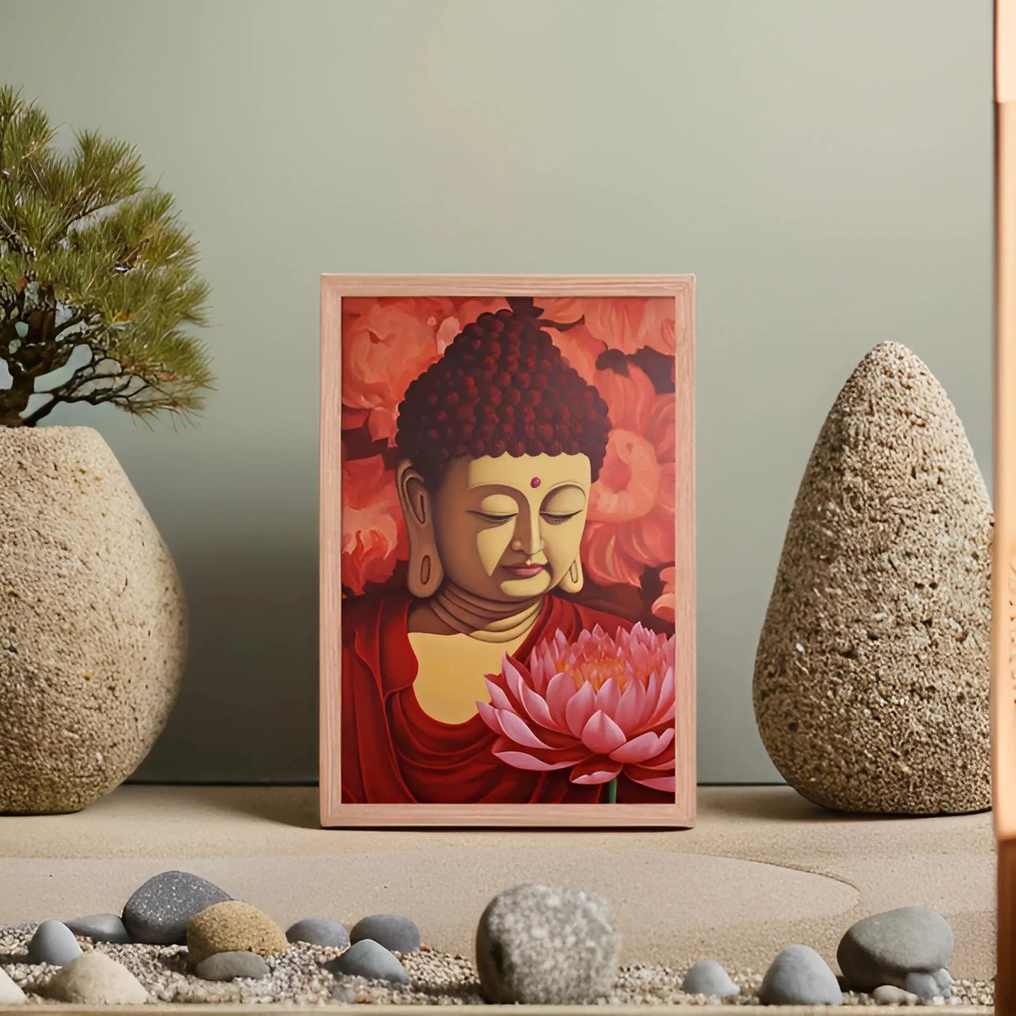 Buddha Framed Print: Red Roses, Golden Light #homedecor – ZenArtBliss -ZenArtBliss