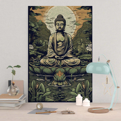 Buddha In Forest Zen Wall Art for Bedroom - Zenartbliss- A Brand of Oxygen O2 Technology
