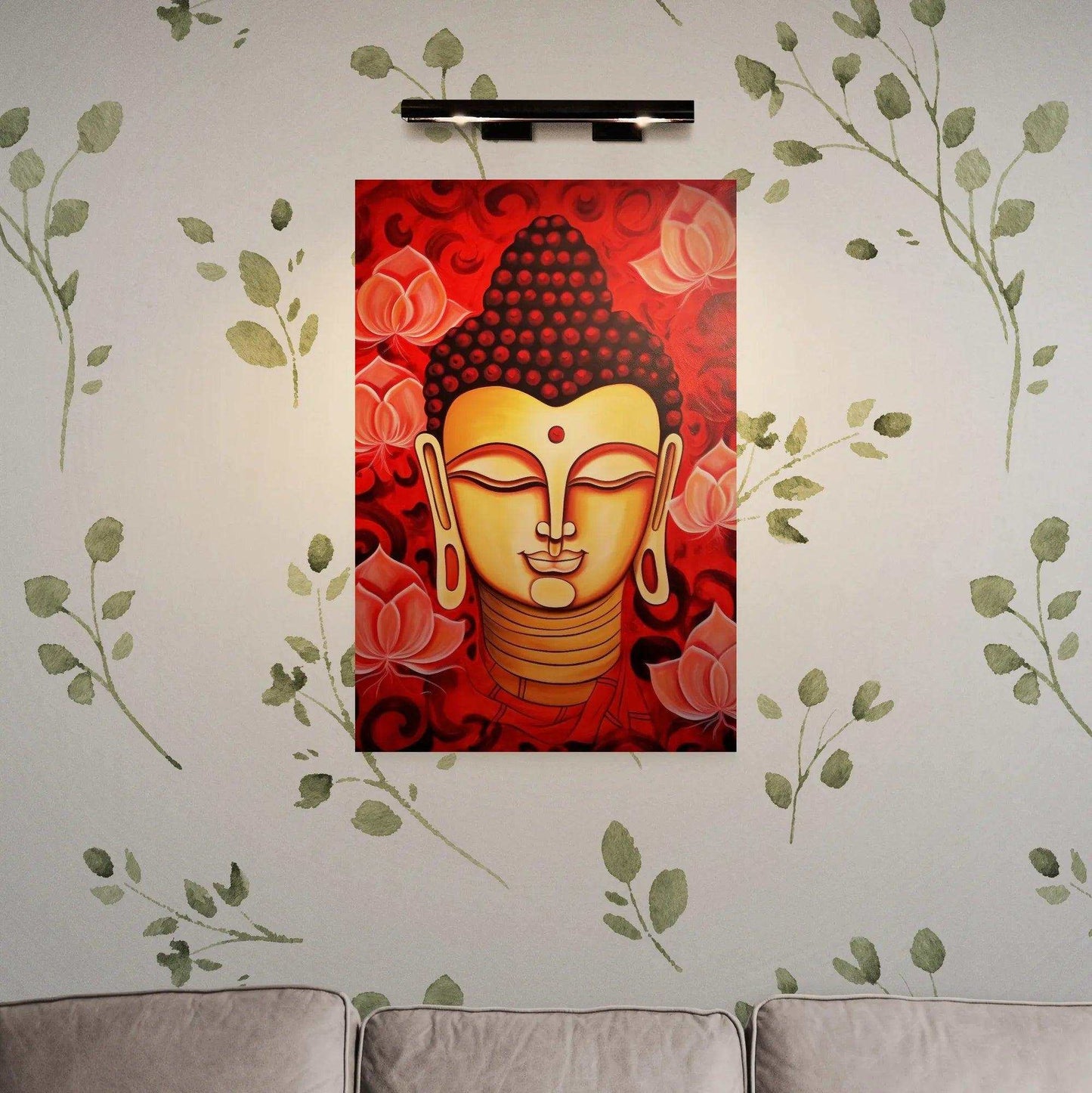 Contemporary Enlightenment - Red Buddha and Lotus Art -ZenArtBliss