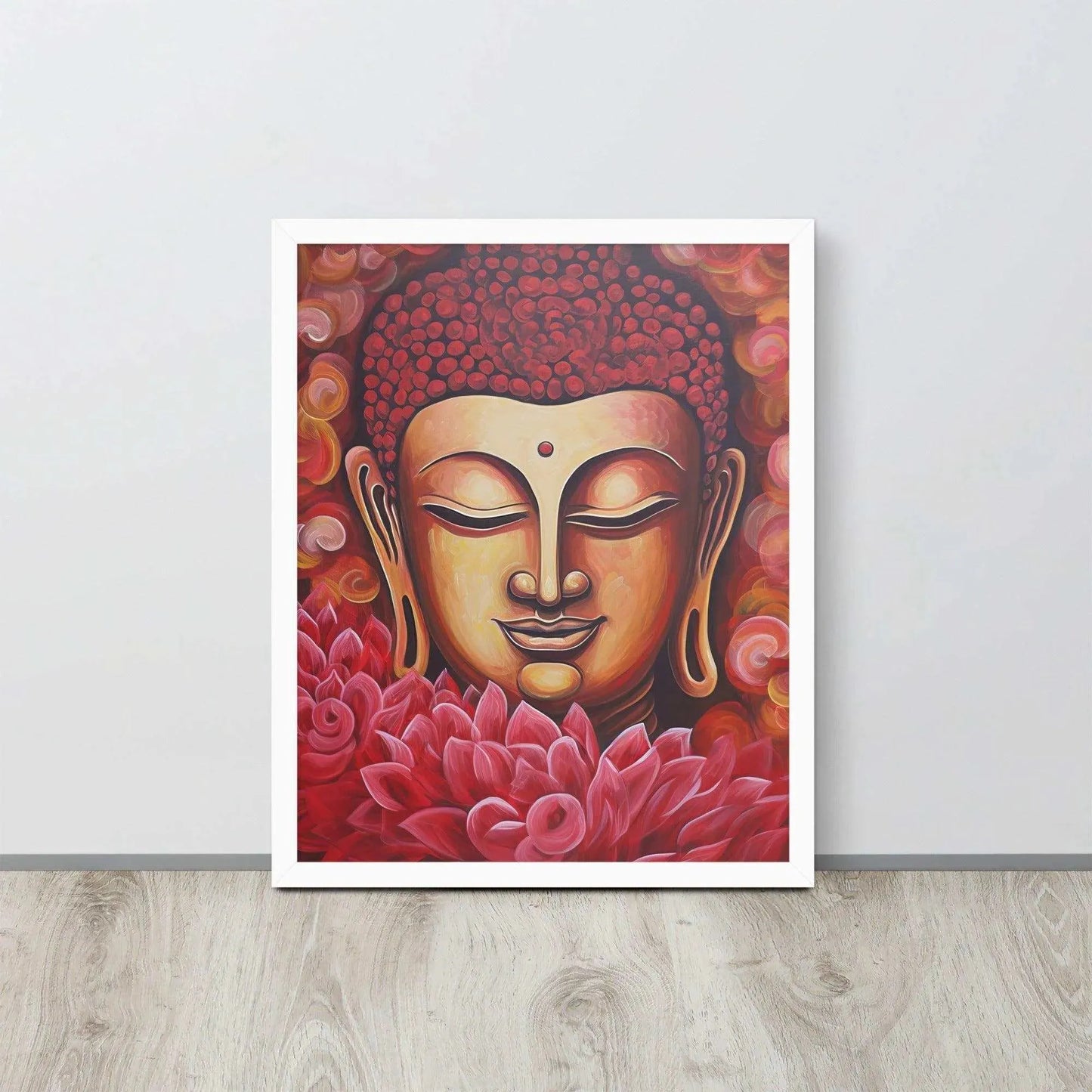 Discover the Tranquility of Buddha: Radiant Glow & Luxurious Flowers -ZenArtBliss