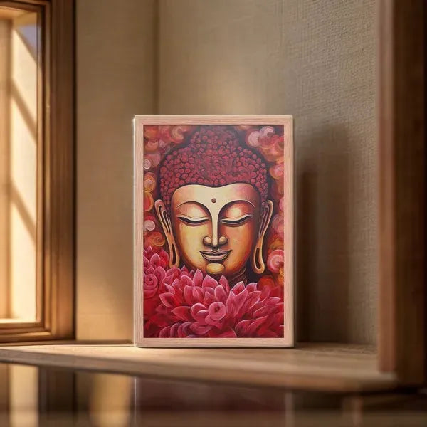 Discover the Tranquility of Buddha: Radiant Glow & Luxurious Flowers -ZenArtBliss