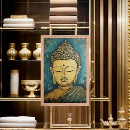 Golden Buddha Zen Wall Art framed print – ZenArtBliss.com -ZenArtBliss