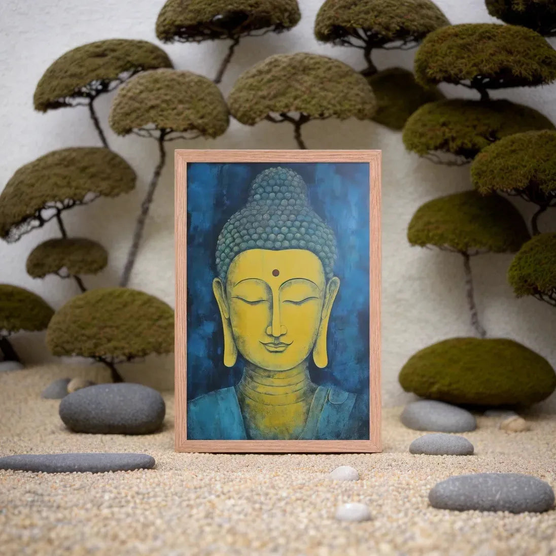 Golden Happy Buddha Framed Print: Radiate Positivity – ZenArtBliss -ZenArtBliss