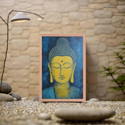 Golden Happy Buddha Framed Print: Radiate Positivity – ZenArtBliss -ZenArtBliss