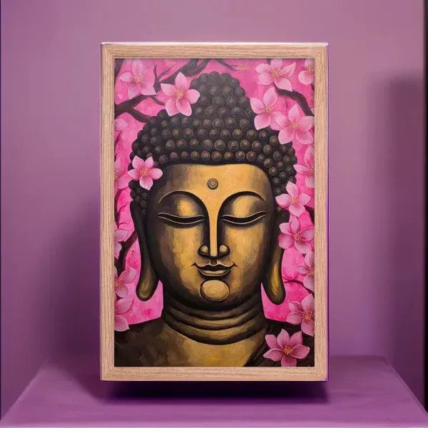 Golden Zen Buddha Framed Print: Wisdom & Tranquility– ZenArtBliss -ZenArtBliss