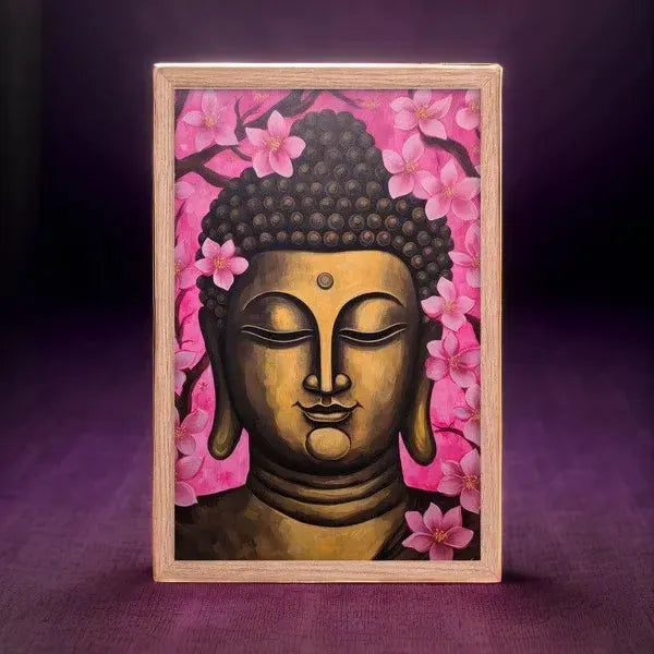 Golden Zen Buddha Framed Print: Wisdom & Tranquility– ZenArtBliss -ZenArtBliss