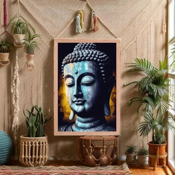 Inner Peace Art - Calming Blue Textured Print with Sustainable Frame -ZenArtBliss