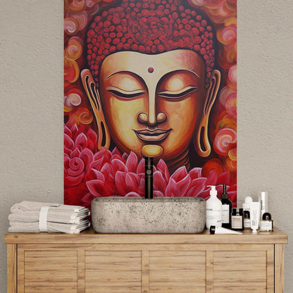 Joyful Awakening - Smiling Buddha with Lotus Poster -ZenArtBliss
