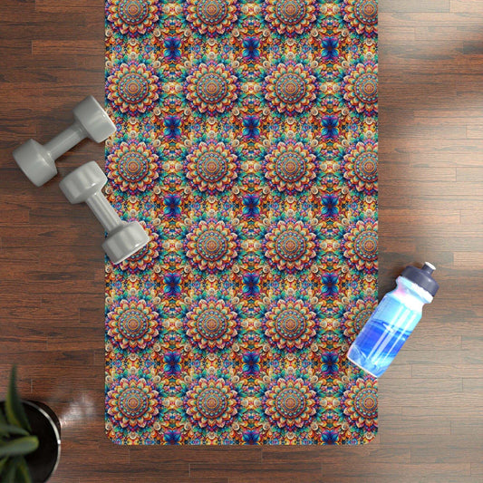 Kaleidoscope Dreams Mandala Yoga Mat Sustainable Rubber Non-Slip Large for Women Men -ZenArtBliss