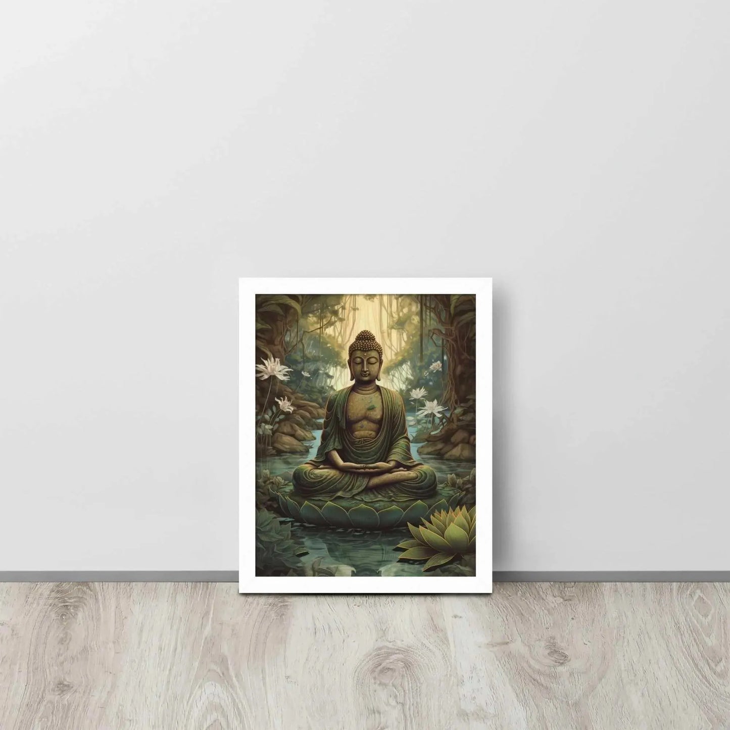 Lotus Flower Painting Framed Print – ZenArtBliss.com (Find Peace in a Forest Sanctuary) -ZenArtBliss