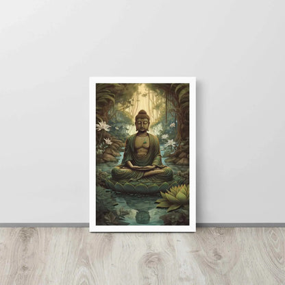 Lotus Flower Painting Framed Print – ZenArtBliss.com (Find Peace in a Forest Sanctuary) -ZenArtBliss