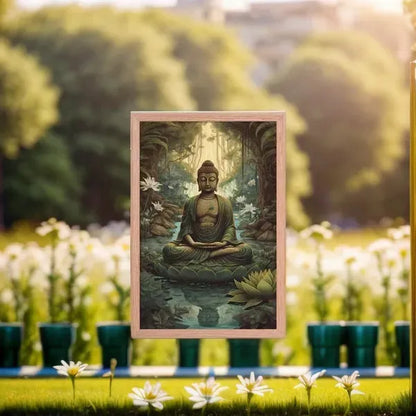 Lotus Flower Painting Framed Print – ZenArtBliss.com (Find Peace in a Forest Sanctuary) -ZenArtBliss