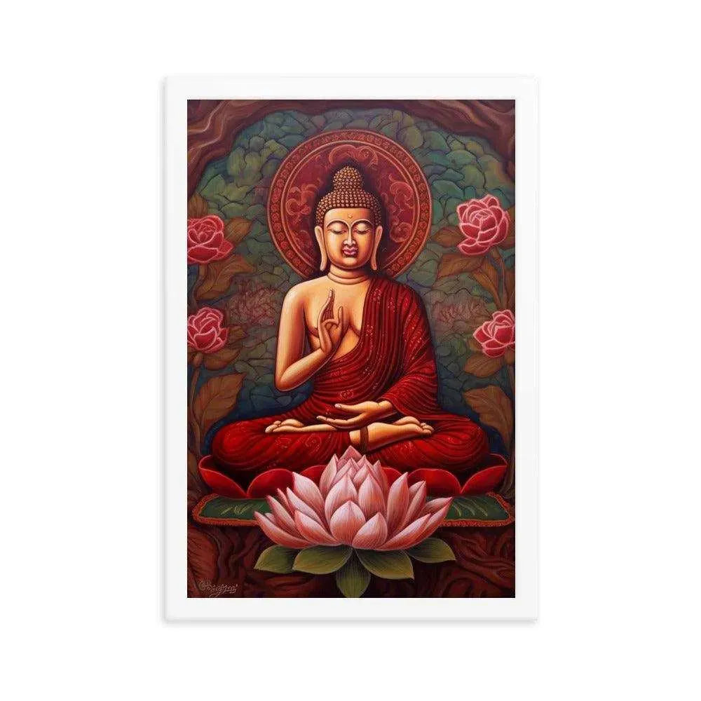 Lotus Flower Painting Framed Print – ZenArtBliss.com (Find Serenity in Timeless Symbolism) -ZenArtBliss