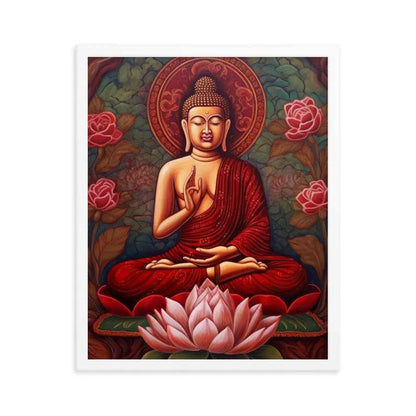 Lotus Flower Painting Framed Print – ZenArtBliss.com (Find Serenity in Timeless Symbolism) -ZenArtBliss