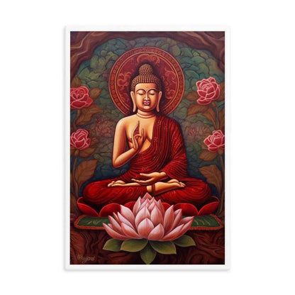 Lotus Flower Painting Framed Print – ZenArtBliss.com (Find Serenity in Timeless Symbolism) -ZenArtBliss