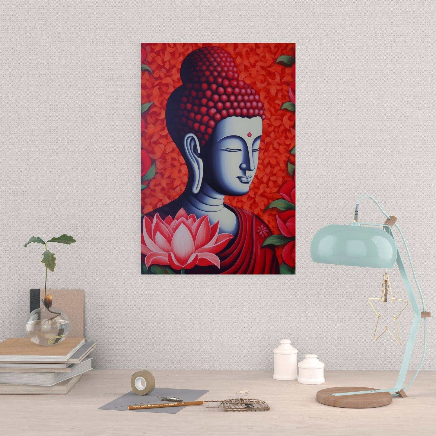 Meditative Bliss - Red Zen Buddha Poster - Zenartbliss- A Brand of Oxygen O2 Technology
