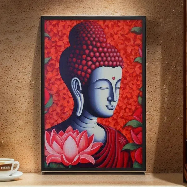 Modern Buddha framed Print: Lotus & Calm Energy – ZenArtBliss -ZenArtBliss