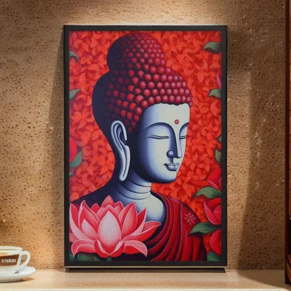 Modern Buddha framed Print: Lotus & Calm Energy – ZenArtBliss -ZenArtBliss