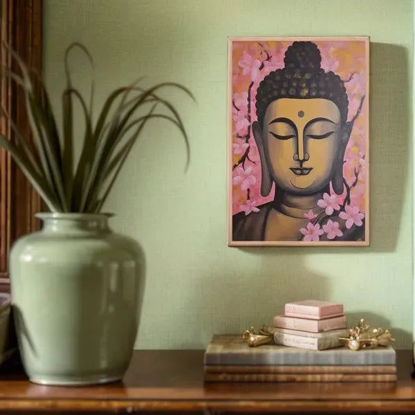 Pink & Gold Tibetan Buddha Framed Print – ZenArtBliss -ZenArtBliss