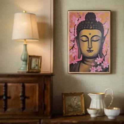 Pink & Gold Tibetan Buddha Framed Print – ZenArtBliss -ZenArtBliss