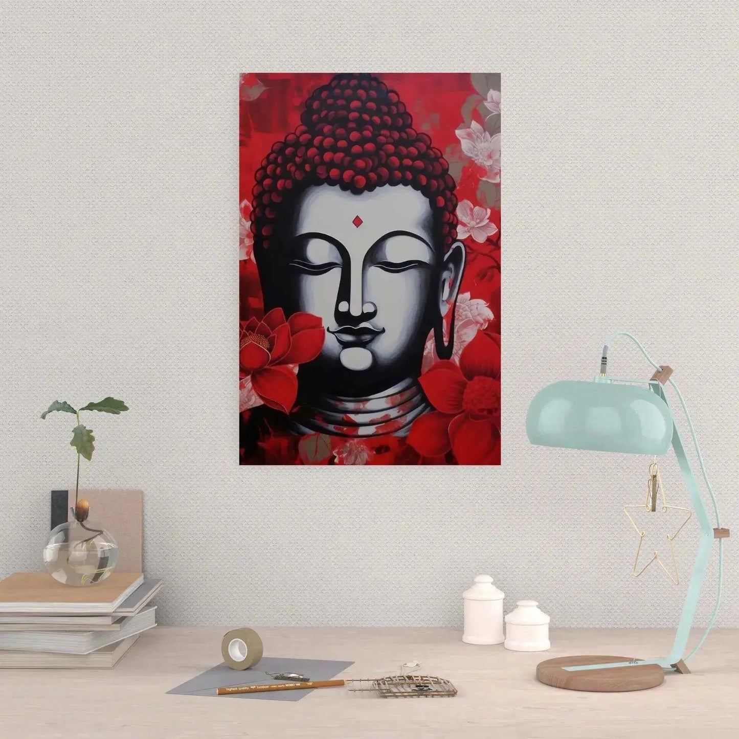 Red Tibetan Buddha - Serene Wall Art of Buddha