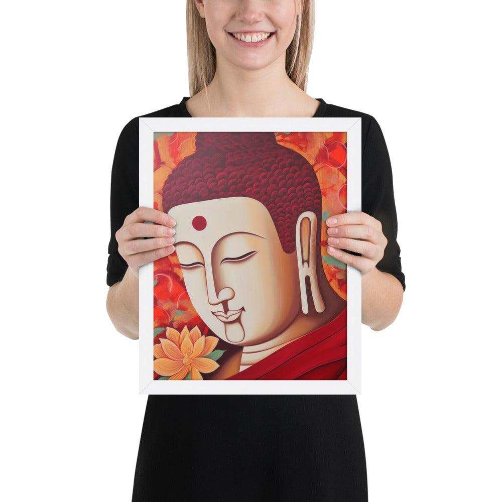 Serene Buddha Framed poster: Peach Tones & Warm Aura – ZenArtBliss -ZenArtBliss