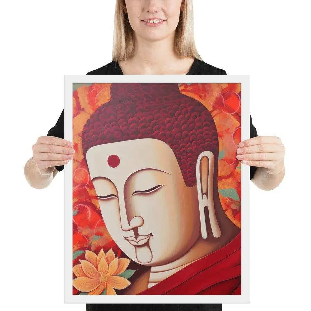 Serene Buddha Framed poster: Peach Tones & Warm Aura – ZenArtBliss -ZenArtBliss