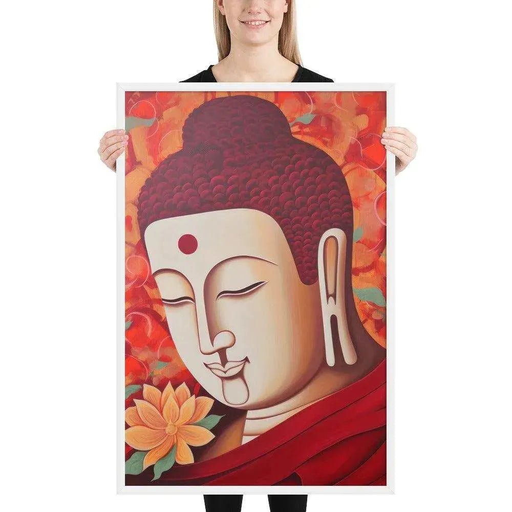 Serene Buddha Framed poster: Peach Tones & Warm Aura – ZenArtBliss -ZenArtBliss